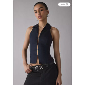 S Urban Outfitters Party Girl Cotton Blend Black Vest NWT